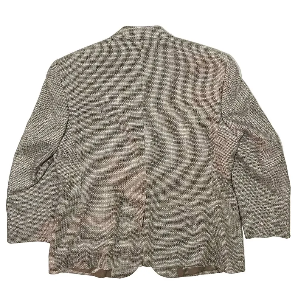 Norm Thompson Vintage Sport Coat Pure Spun Silk Blazer Tan Woven Jacket Mens 42